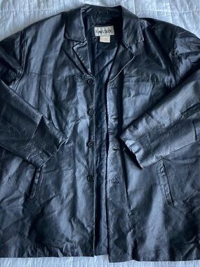 King Size Black Leather Jacket - 2XL